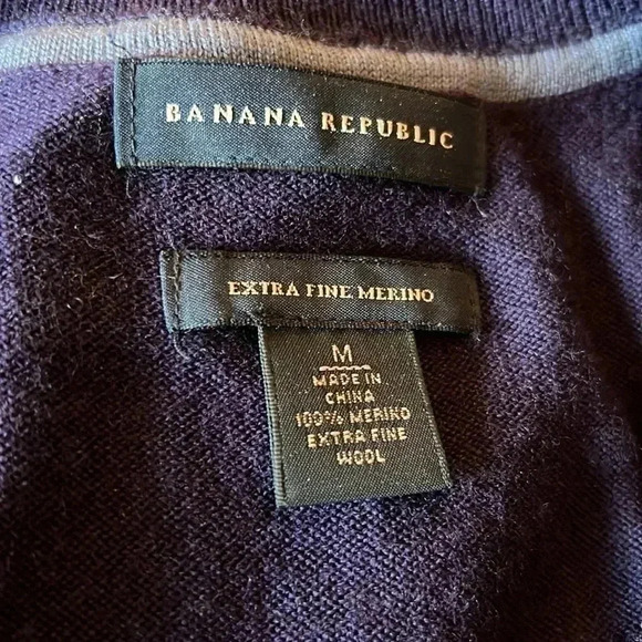 Banana Republic Men’s Royal Purple Argyle V-Neck Sweater Size Medium - Picture 7 of 8